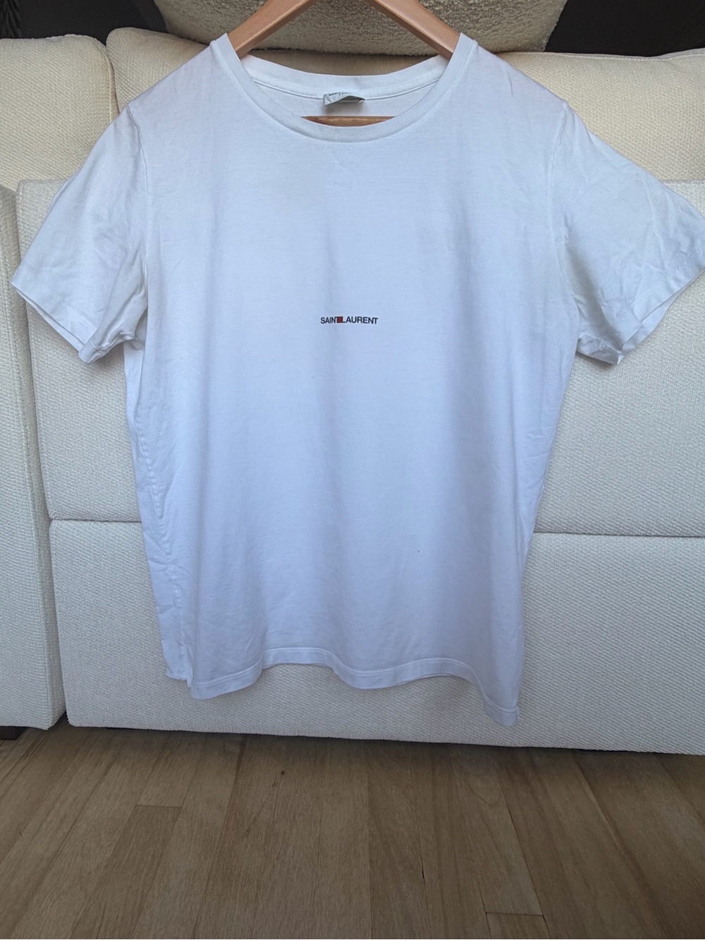 Saint Laurent White Short Sleeve Logo Tee